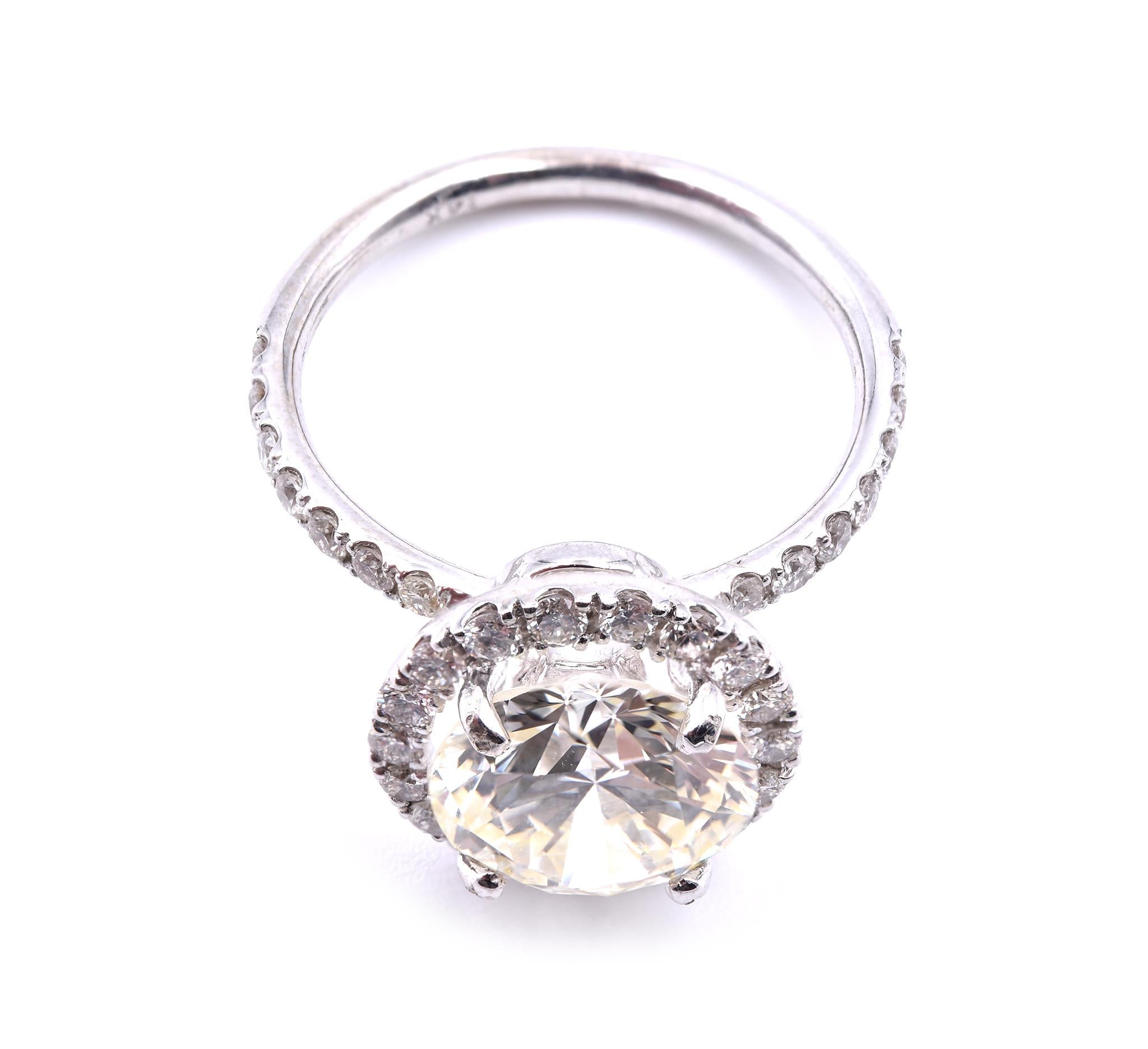 14 Karat White Gold 3.00 Carat Diamond Engagement Ring In Excellent Condition In Scottsdale, AZ