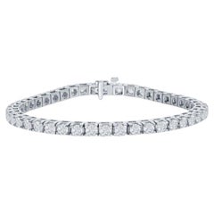 Bracelet tennis en or blanc 14 carats avec diamants ronds d'un poids total de 3,03 carats
