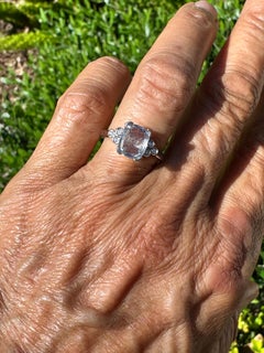 14K White Gold 3.00ct Cushion-Cut Sapphire & Diamond Vintage Ring