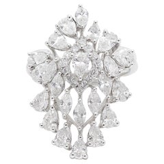 14 Karat Weißgold 3.1 Karat Diamant Cluster Cocktail Ring Handgefertigter Schmuck