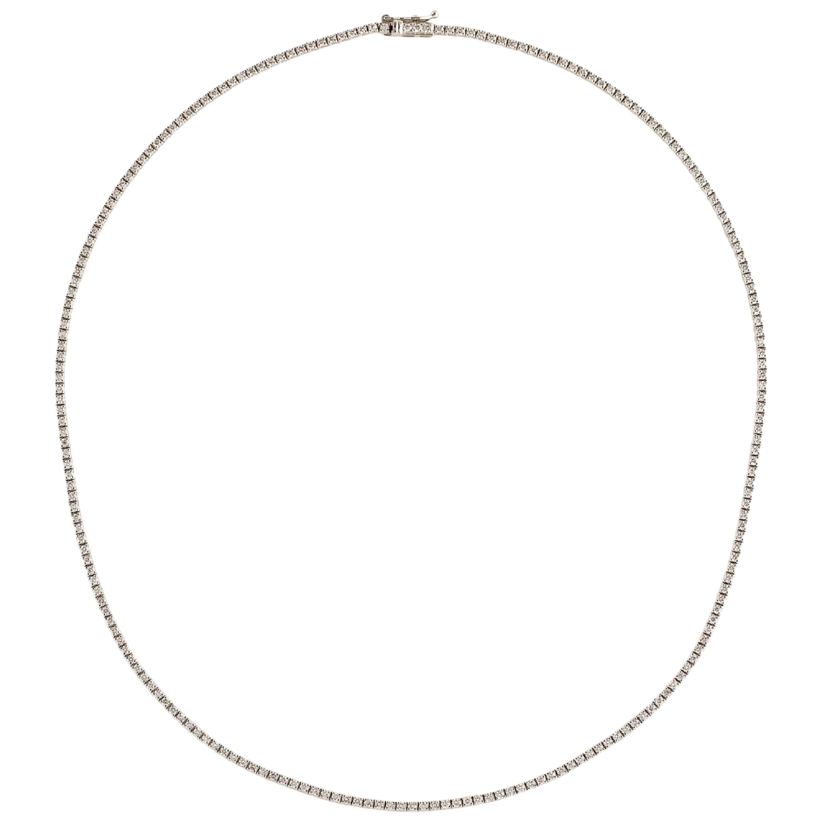 14 Karat Weißgold 3,12 Karat Diamant-Tennis-Halskette im Angebot
