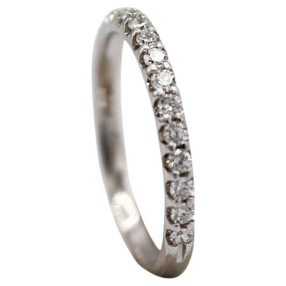 14 Karat White Gold .32 Carat Half Round Natural Diamond Eternity Band Ring For Sale