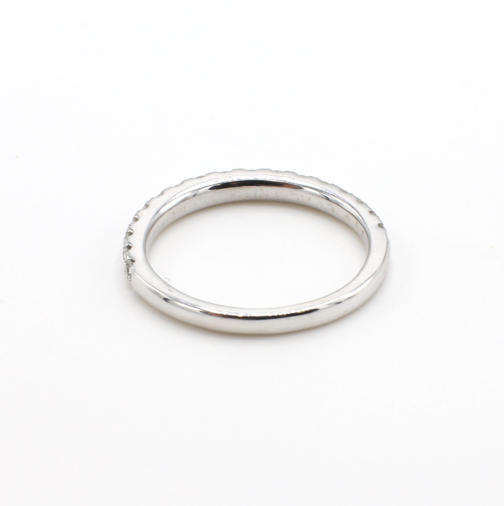 Modern 14 Karat White Gold .32 Carat Round Natural Diamond Half Wedding Band Ring