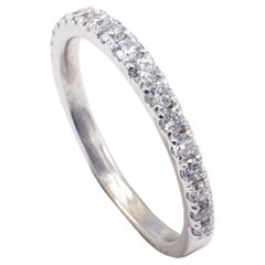 14 Karat White Gold .32 Carat Round Diamond Half Wedding Band Ring