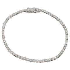 14 Karat White Gold 3.25 Carat Natural Diamond Tennis Line Bracelet 