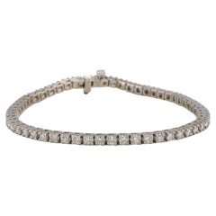 14 Karat White Gold 3.35 Carat Natural Diamond Tennis Line Bracelet