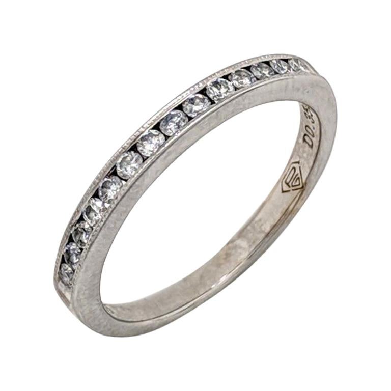 14 Karat White Gold .35 Carat Diamond Channel Set Stackable Wedding Band Ring For Sale