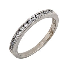 14 Karat White Gold .35 Carat Diamond Channel Set Stackable Wedding Band Ring