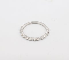 14 Karat White Gold .35 Carat Marquise & Round Diamond Half Wedding Band Ring