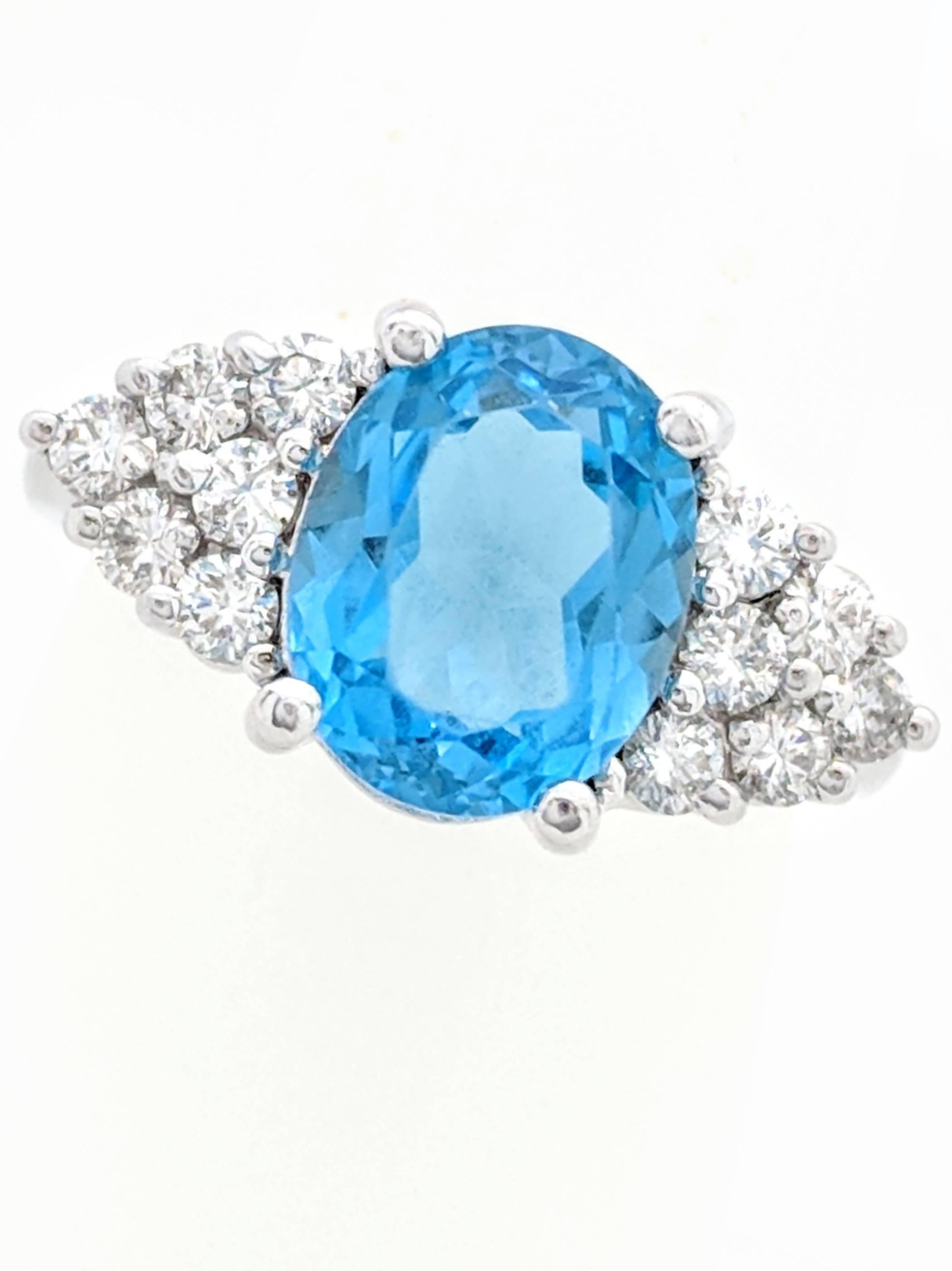  Ladies 14k White Gold 3.50ctw Blue Topaz & Diamond Cocktail Ring Size 6.5

You are viewing a beautiful Blue Topaz and Diamond Cocktail Ring. Any woman would love to add this piece to their collection!

This ring is crafted from 14k white gold and