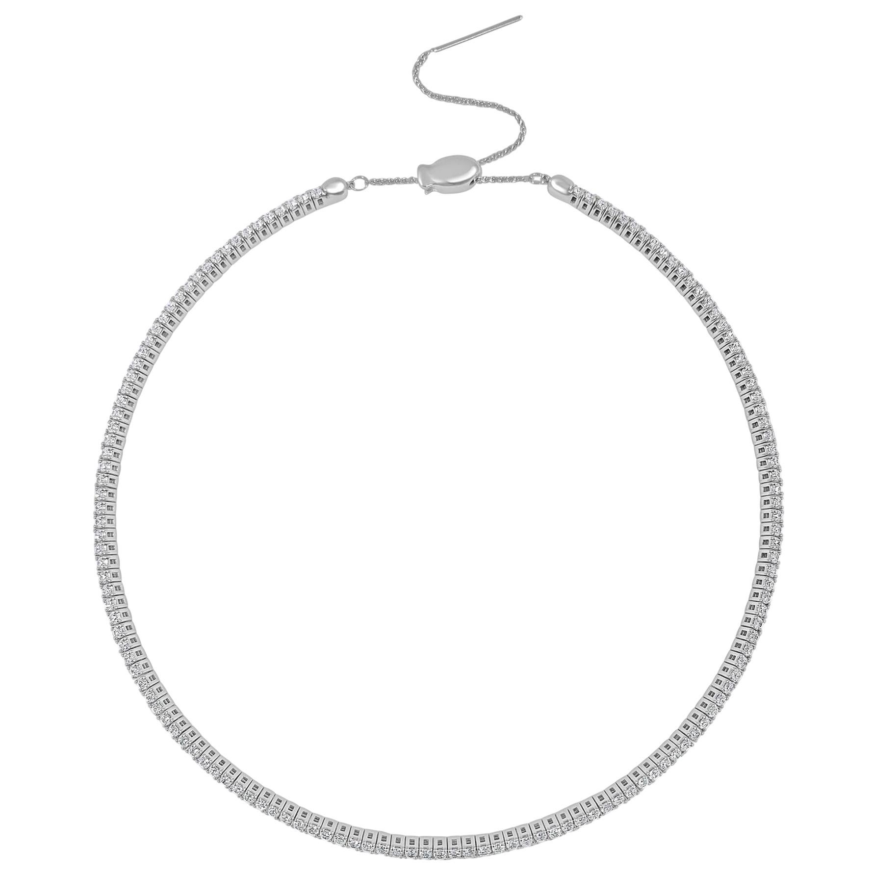 Collier ras du cou en or blanc 14 carats avec diamants de 3,56 carats