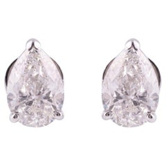 14 Karat White Gold 3.97 Carat SI/H Pear Diamond Solitaire Stud Earrings
