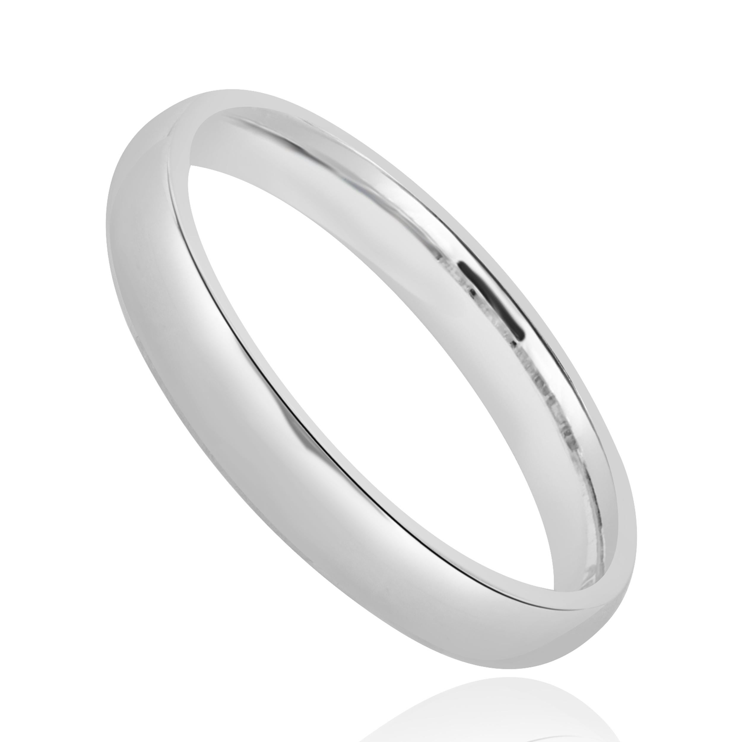 Designer: custom
Material: 14K white gold
Dimensions: ring measures 3mm wide
Weight: 2.46 grams
Size: 6.5 (complimentary sizing available) 
