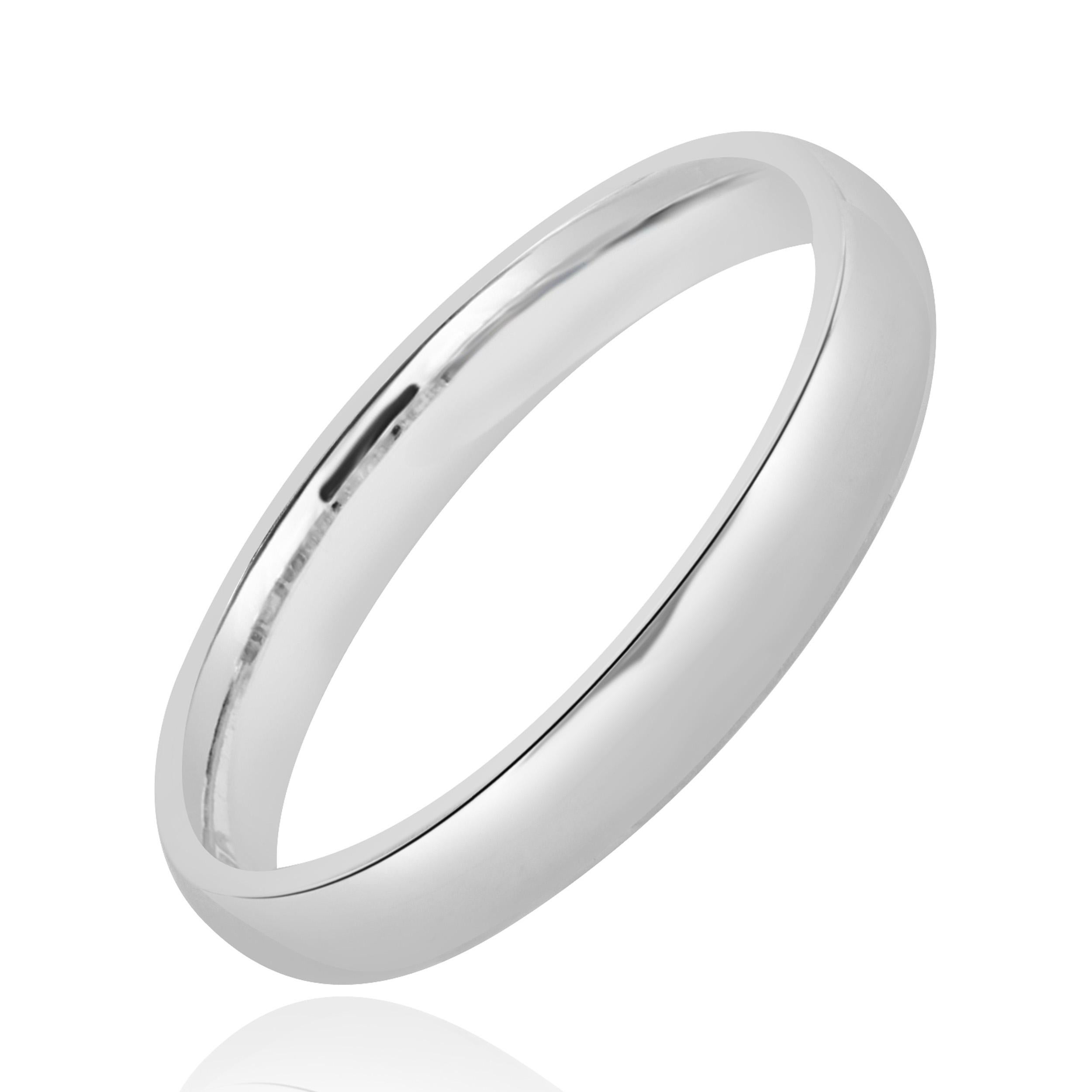 Women's 14 Karat White Gold 3MM Band For Sale