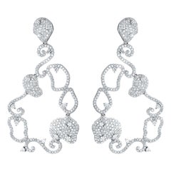 14 Karat White Gold 4 Carat Diamond Earrings
