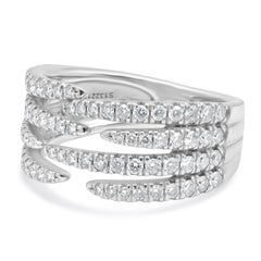 14 Karat White Gold 4 Open Row Diamond Pave Ring