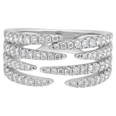 14 Karat White Gold 4 Open Row Diamond Pave Ring