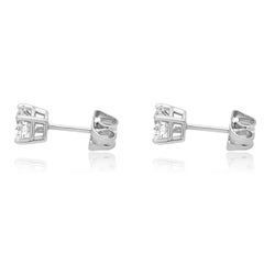 14 Karat White Gold 4-Prong Set Round Brilliant Cut Diamond Stud Earrings