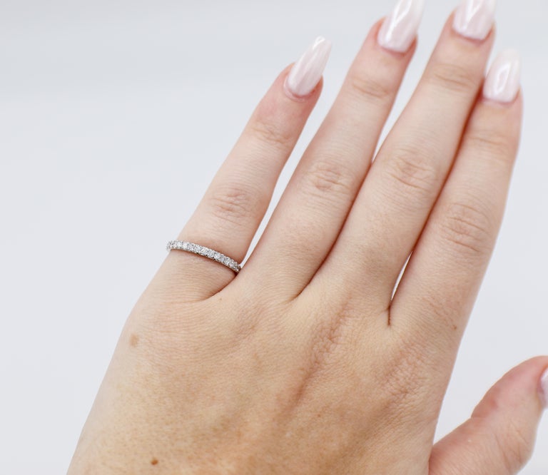 14 Karat White Gold .40 Carat Round Diamond Eternity Band Ring For Sale ...