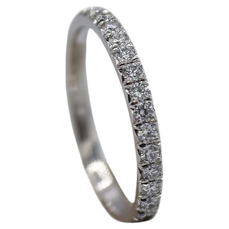 14 Karat White Gold .40 Carat Round Diamond Eternity Band Ring For Sale ...