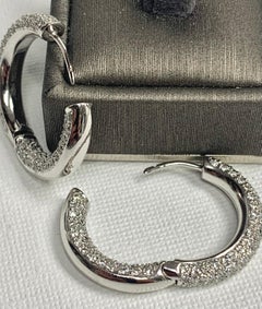 Pavé Diamond, White Gold Hoop Earrings