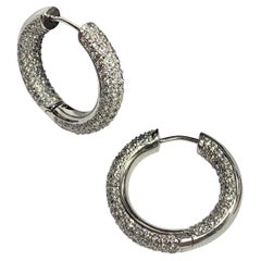 Pavé Diamond, White Gold Hoop Earrings