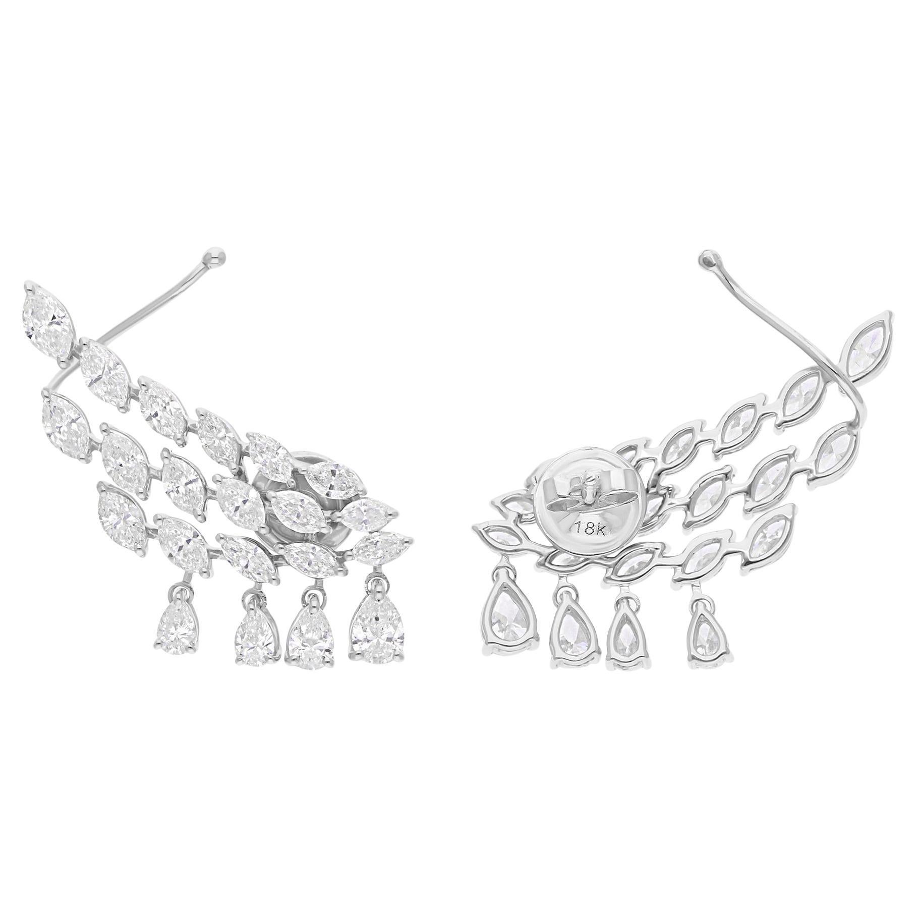 Taille mixte Boucles d'oreilles de mariage en or blanc 14 carats 4.70Ct Diamant Naturel en vente