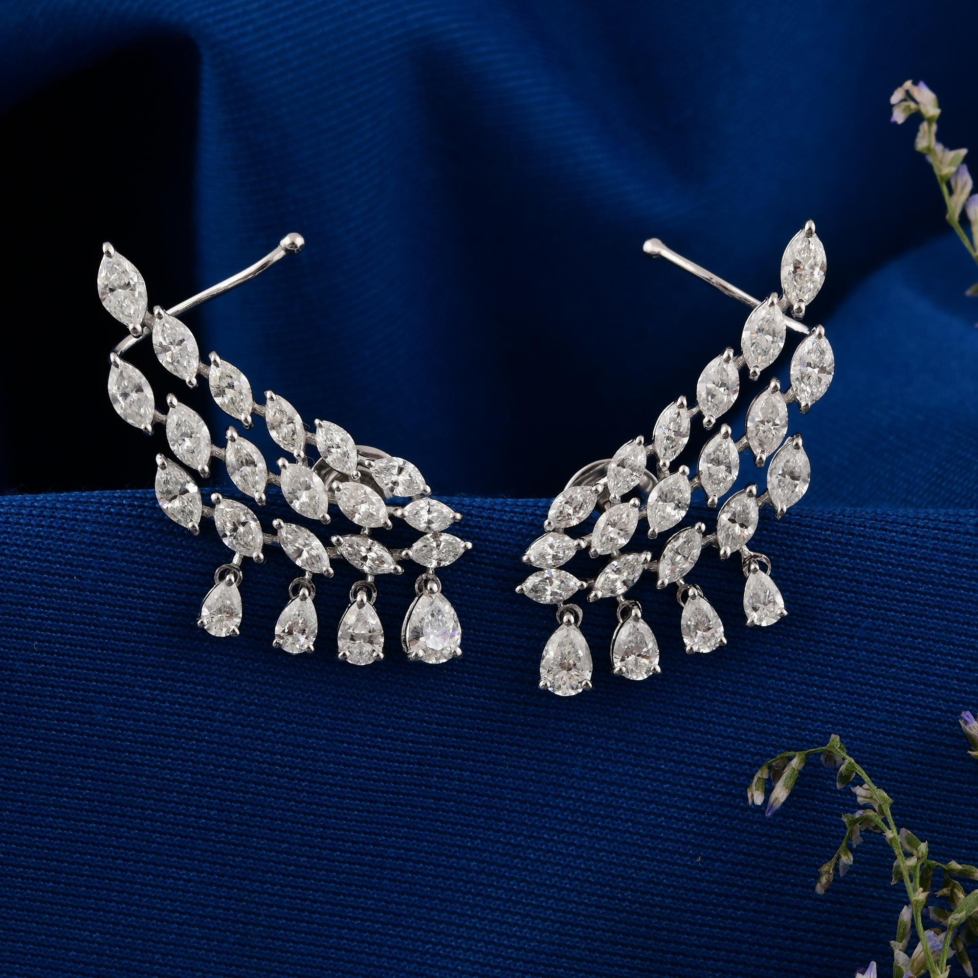 Boucles d'oreilles de mariage en or blanc 14 carats 4.70Ct Diamant Naturel Pour femmes en vente