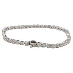 Bracelet de tennis en or blanc 14 carats 4,85 carats de diamants naturels