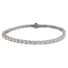 14 Karat White Gold 4.92 Carat Round Natural Diamond Tennis Line Bracelet