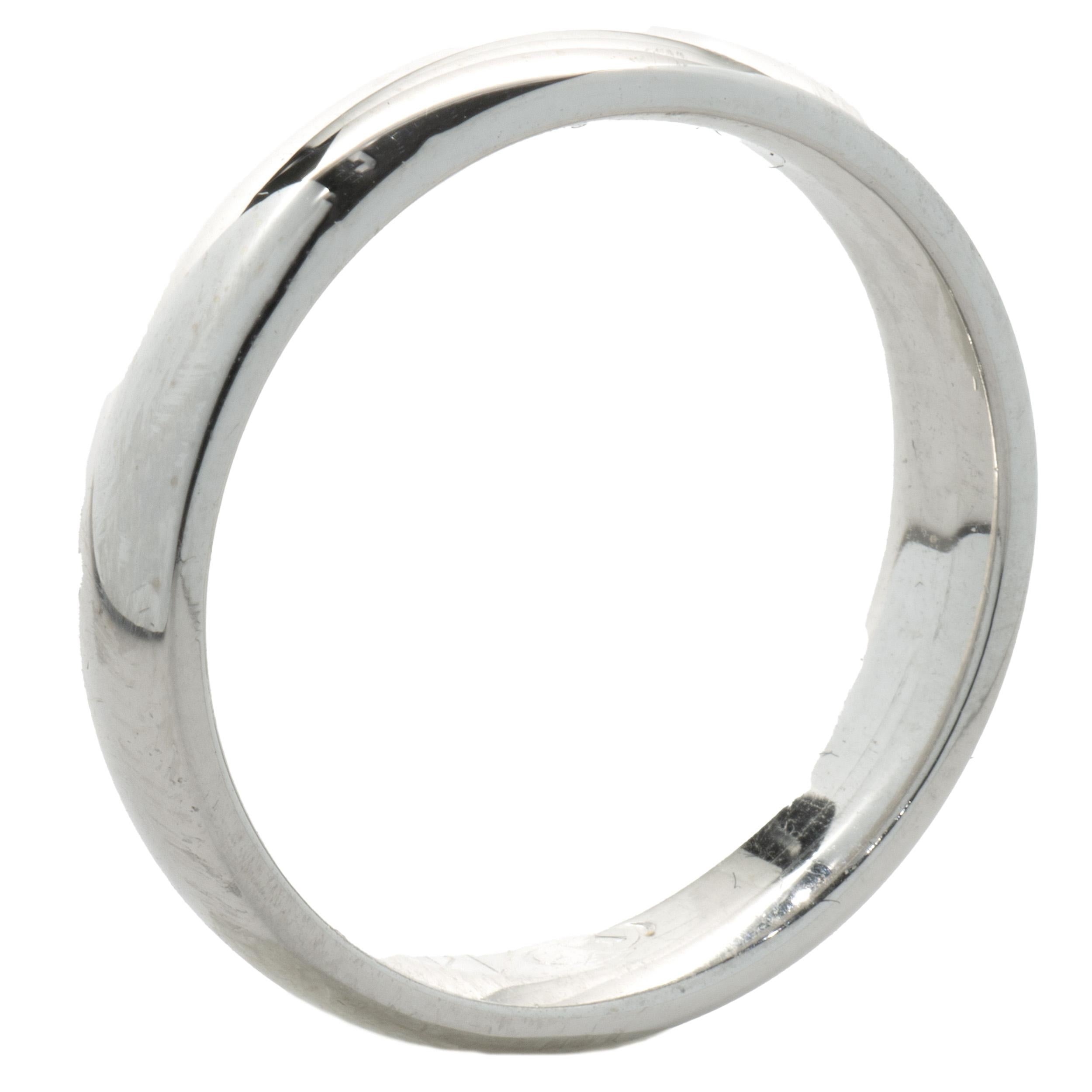 Designer: custom
Material: 14K white gold
Dimension: ring measures 4mm wide
Size: 5.75
Weight: 3.96 grams