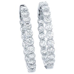 14 Karat White Gold 5 Carat Diamond Huggie Hoop Earrings