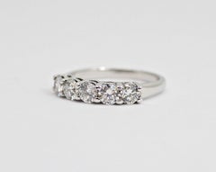 14 Karat White Gold 5 Diamond Wedding Ring with 1.25 Carat