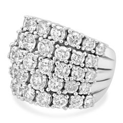 14 Karat White Gold 5-Row Prong Set Round Cut Diamond Band