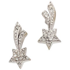 14 Karat White Gold .50 Carat Diamond Shooting Star Stud Earrings