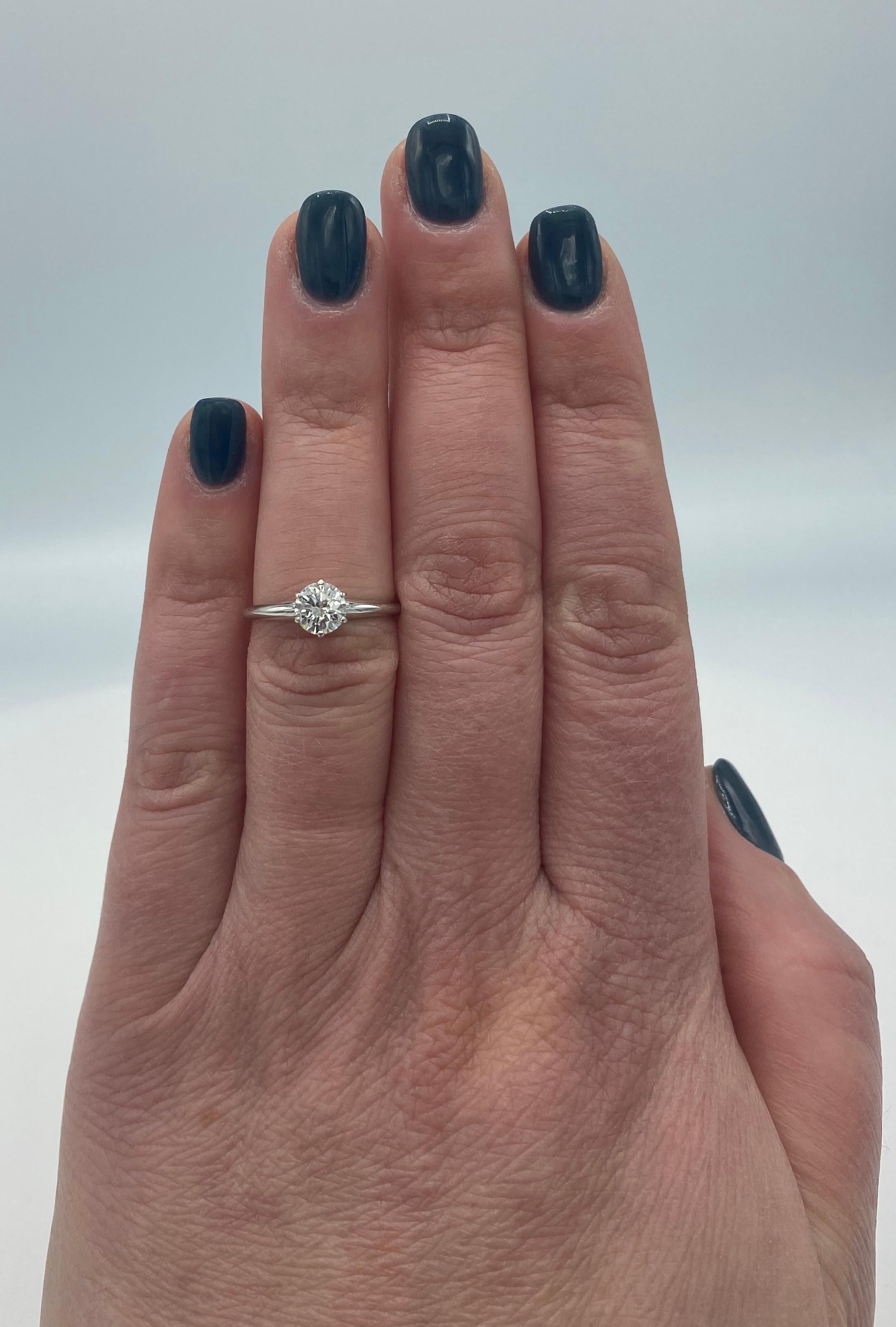 14 Karat White Gold .50 Carat Diamond Solitaire Engagement Ring In Excellent Condition In  Baltimore, MD