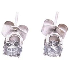 14 Karat White Gold .50 Carat Diamond Stud Earrings