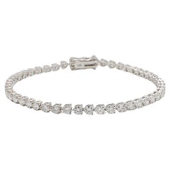 Bracelet tennis ligne en or blanc 14 carats avec diamants naturels de 5,44 carats