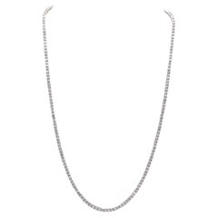 14 Karat White Gold 5.50 Carat Diamond Line Tennis Necklace