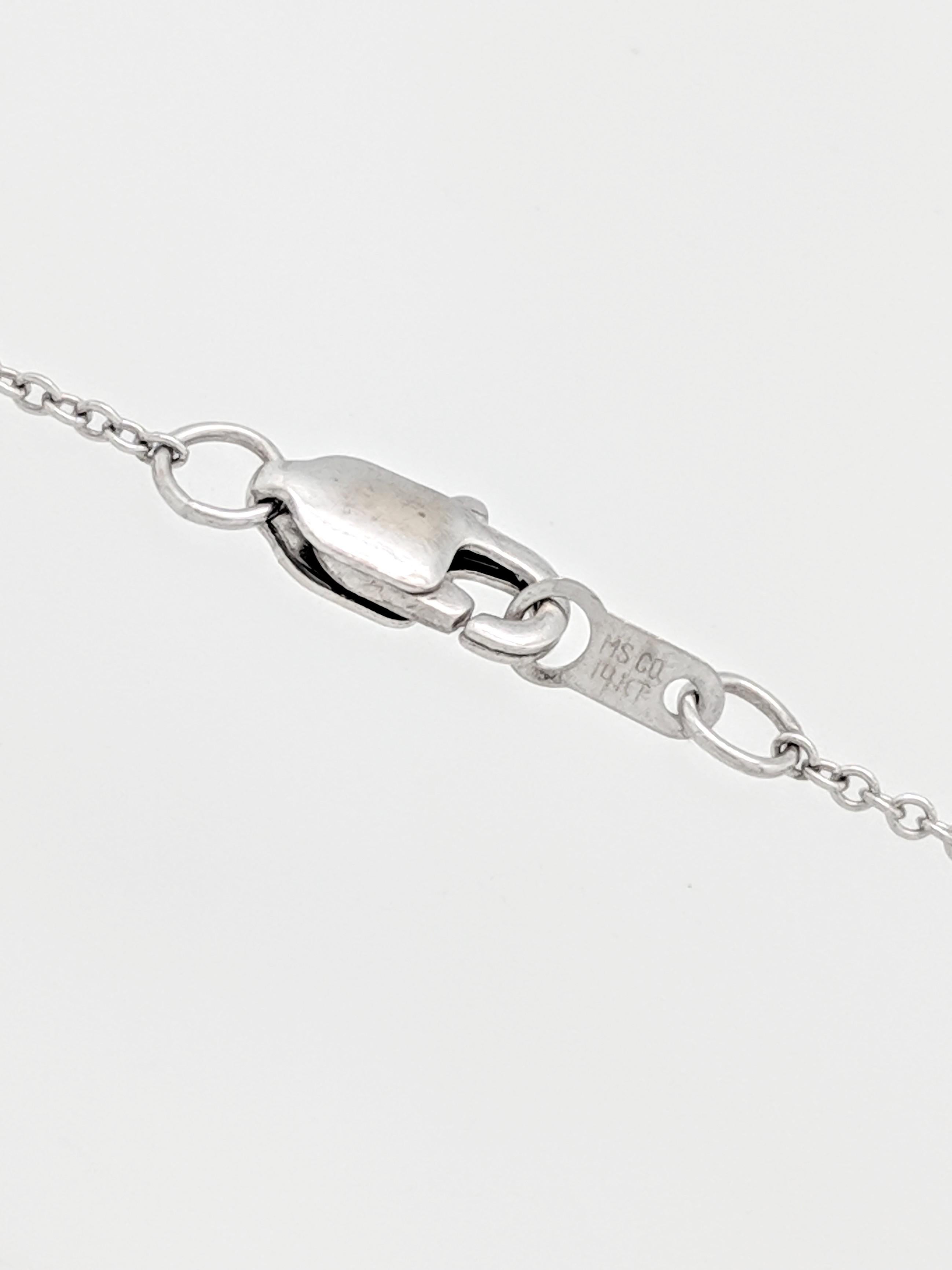 14 Karat White Gold .57 Carat Princess Cut Diamond Square Halo Pendant Necklace For Sale 5