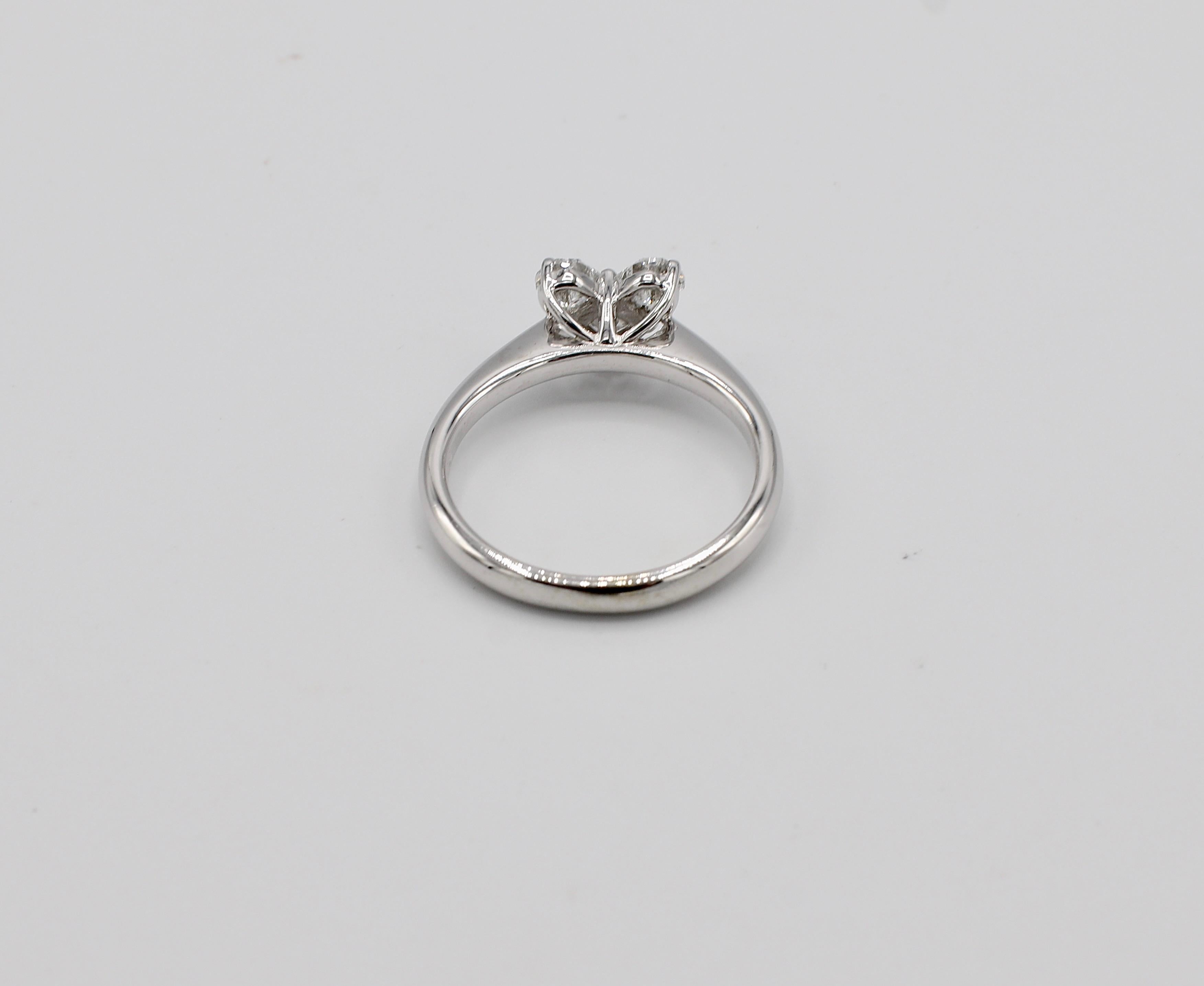Modern 14 Karat White Gold .60 Carat Diamond Heart Cluster Ring