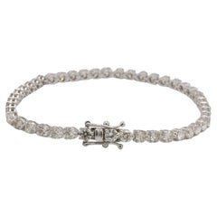 14 Karat White Gold 6.50 Carat Natural Diamond Tennis Line Bracelet
