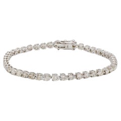 14 Karat White Gold 6.50 Carat Natural Diamond Tennis Line Bracelet