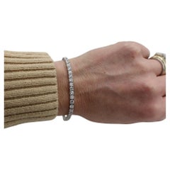 Bracelet de tennis en or blanc 14 carats 6,55 carats de diamants ronds naturels