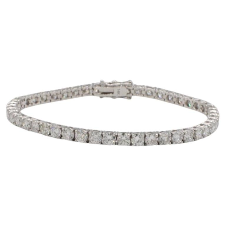 14 Karat Weißgold 6,55 Karat runde natürliche Diamanten Tennis Line Armband