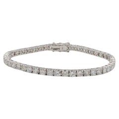 Bracelet de tennis en or blanc 14 carats 6,55 carats de diamants ronds naturels