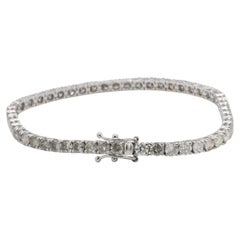 14 Karat White Gold 6.78 Carat Natural Diamond Tennis Line Bracelet