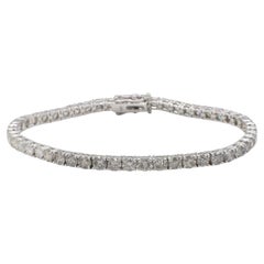 14 Karat White Gold 6.78 Carat Natural Diamond Tennis Line Bracelet