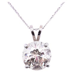 14 Karat White Gold 6.95 Carat Enhanced Diamond Solitaire Necklace