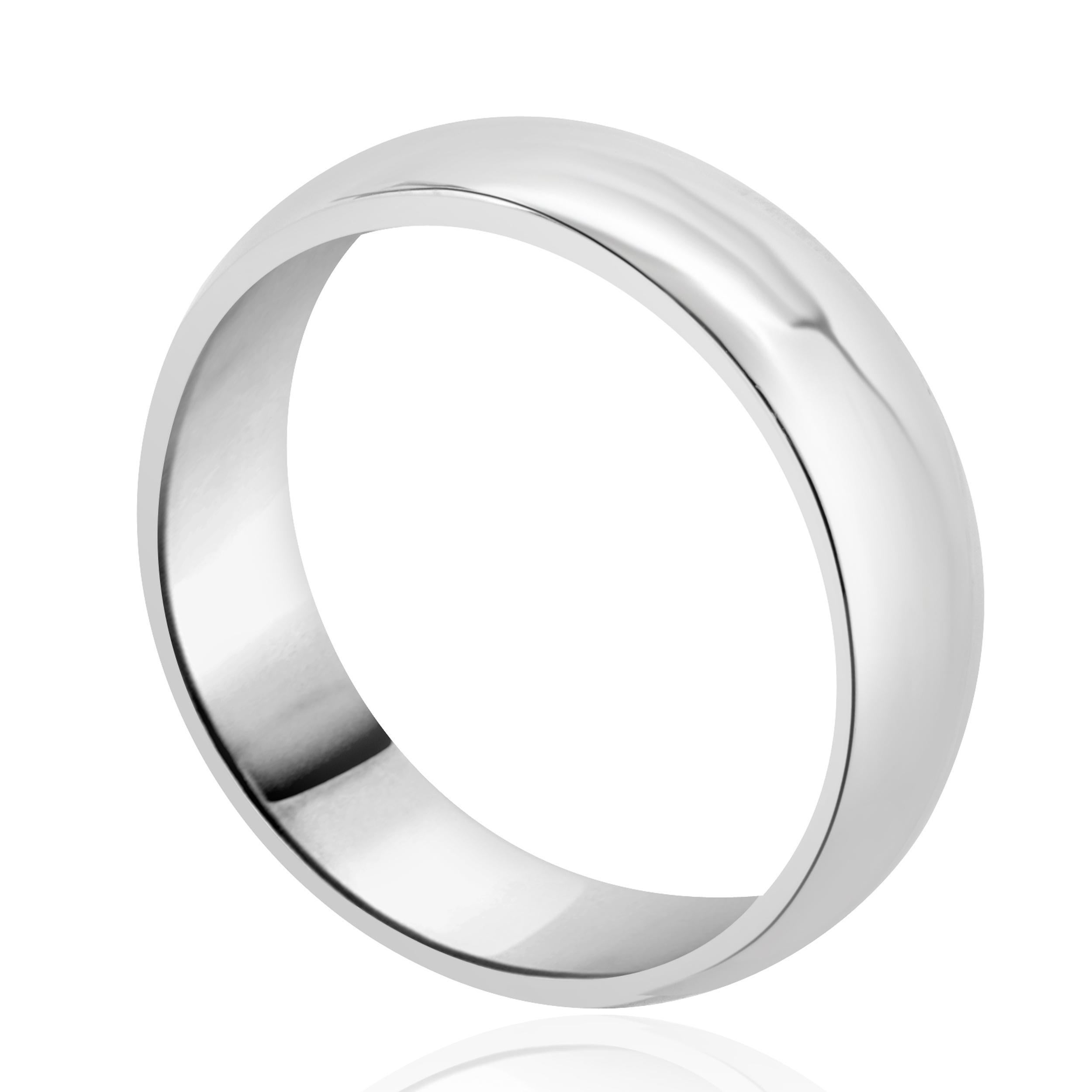 14 Karat White Gold 6MM Comfort Fit Band In Excellent Condition For Sale In Scottsdale, AZ